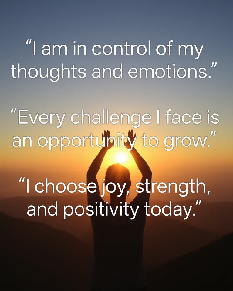 Sunrise over mountains with a person raising hands in gratitude, representing a fresh start with positive thinking quotes.